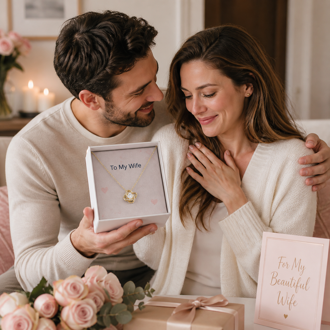 Romantic message card necklace gift for wife
