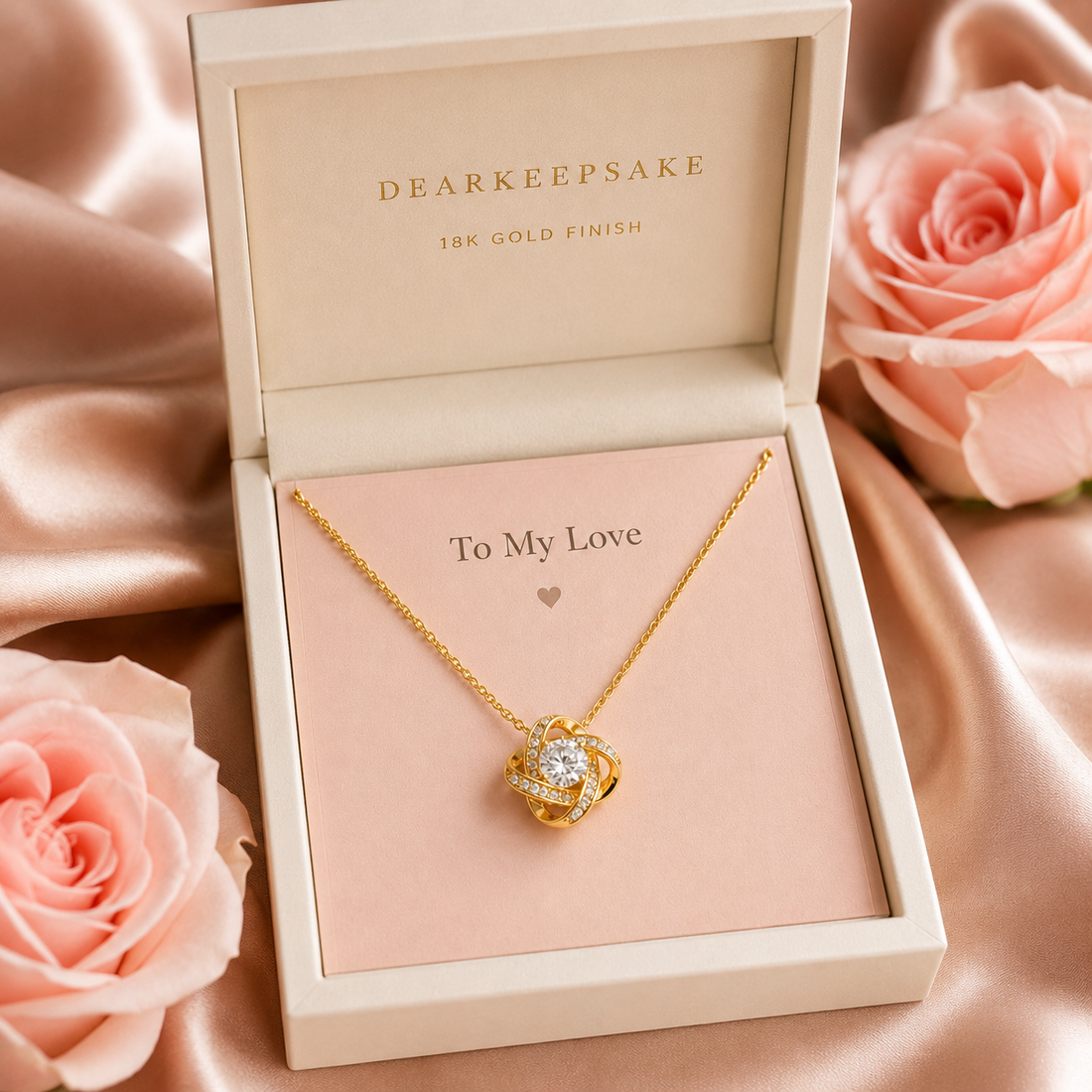 LGBTQ romantic gift with Pride Love Knot Necklace lifestyle moment