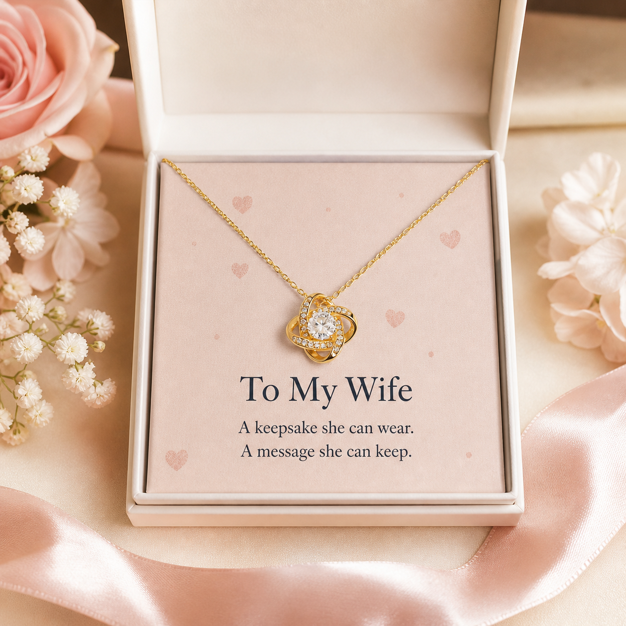 Meaningful Love Knot Necklace gift for wife in premium keepsake presentation