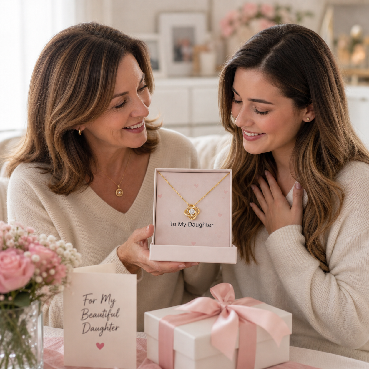 Supportive daughter keepsake necklace gift with premium message card presentation