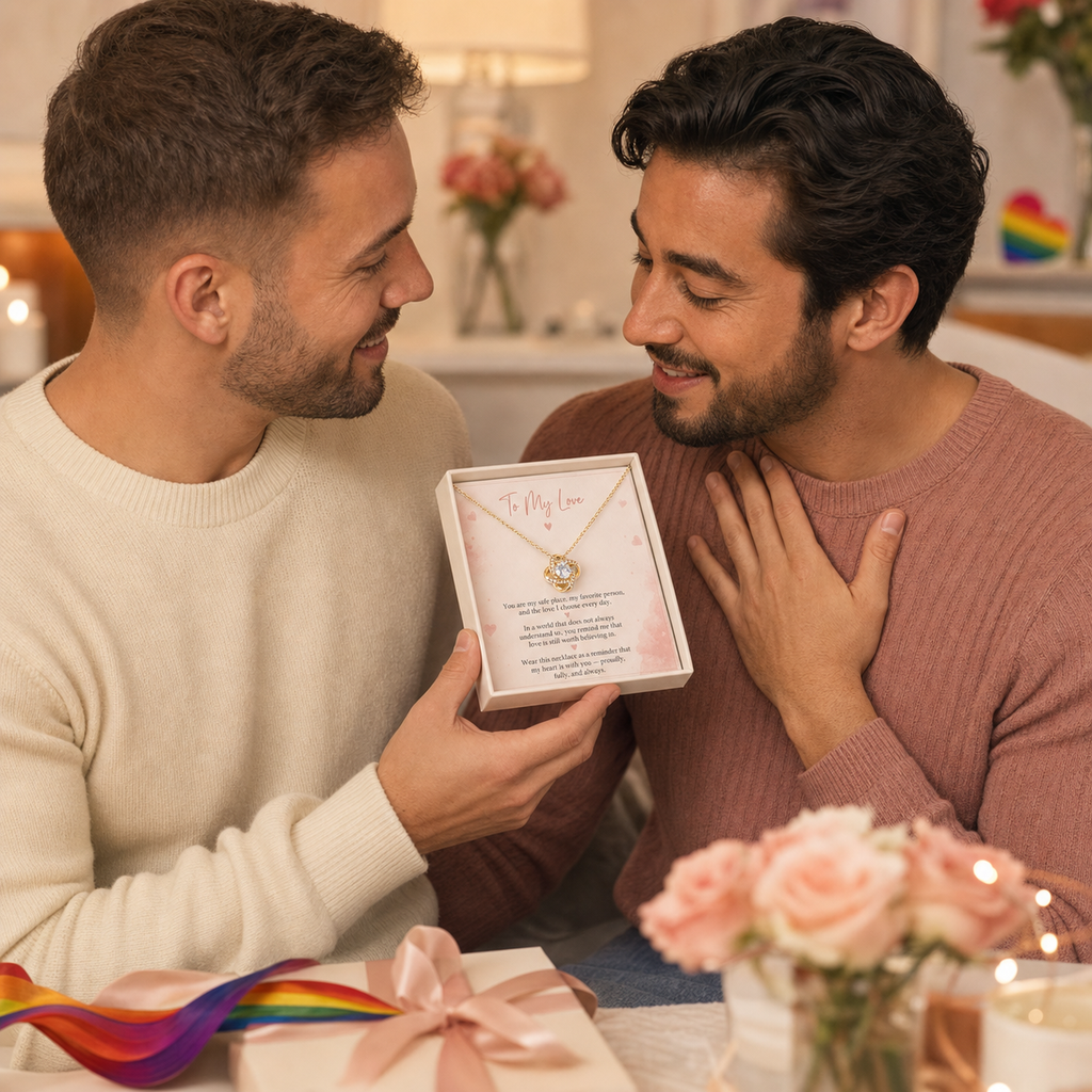 Inclusive romantic keepsake necklace for Pride Month gift