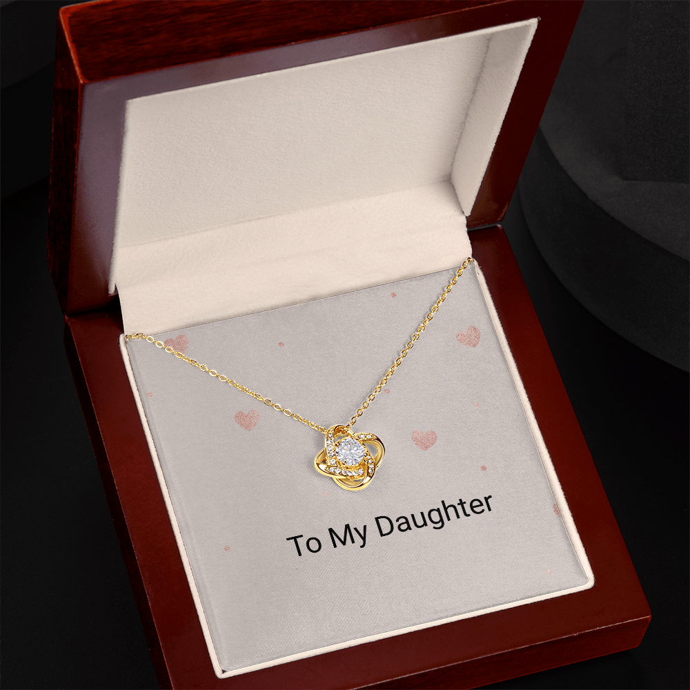 To My Daughter Love Knot Necklace 18K yellow gold finish in luxury gift box