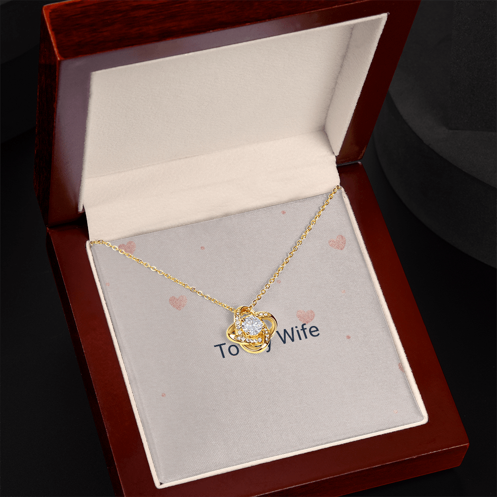 To My Wife Love Knot Necklace 18K yellow gold finish in luxury gift box